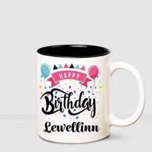 HUPPME Happy Birthday Lewellinn Inner Black printed personalized coffee mug Ceramic Coffee Mug (350 ml)