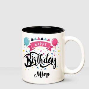 HUPPME Happy Birthday Miep Inner Black printed personalized coffee mug Ceramic Coffee Mug (350 ml)