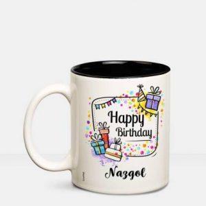 HUPPME Happy Birthday Nazgol Inner Black coffee name mug Ceramic Coffee Mug (350 ml)