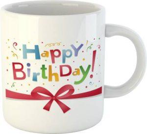 Divine Handicraft Happy Birthday Unique Gift Coffee Tea Milk Juice Lover Ceramic Printed Funny Quotes Cup (Two Sides Print) Ceramic Coffee Mug (350 ml)
