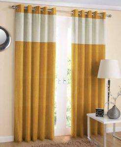 EISMOURAH 274 cm (9 ft) Polyester Room Darkening Long Door Curtain (Pack Of 2) (Solid, Gold)