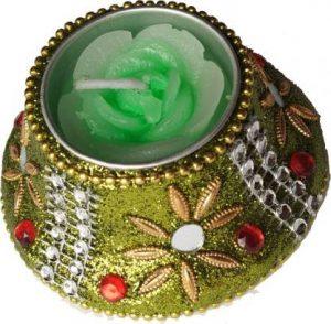 ASSA RETAILS TEALIGHT CANDLE HOLDER (LAKH) Candle (Green, Pack of 1)