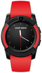 HealthMax HTMAX V8-2 phone Smartwatch (Red Strap, Free Size)