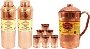 IndianArtVilla IAV-CB-1-506 Jug Glass Set (Copper)