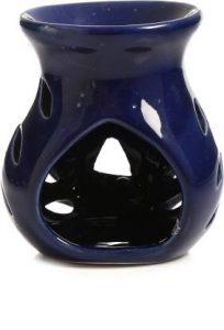SuttaLife Indian Ceramic Aroma Oil Burner Double Hole Shape Aroma Burner Natural Air Fragrance For Office, Home Decor, Spa Aroma Diffuser Ceramic Tealight Holder (Blue, Pack of 1)