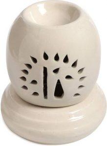 SuttaLife Indian Ceramic Electric Aroma Oil Burner Oval Shape Flower Design Aroma Burner Natural Air Fragrance For Office, Home Decor, Spa Aroma Diffuser Ceramic Tealight Holder (White, Pack of 1)