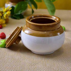 THE HIMALAYA CRAFT - 349 ml Stoneware Pickle Jar (Brown, White)