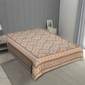 200 TC Cotton Single Jaipuri Prints Bedsheet (Pack of 1, Rust Gold)