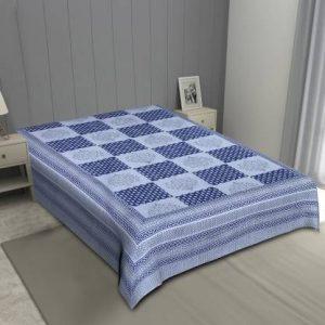 200 TC Cotton Single Jaipuri Prints Bedsheet (Pack of 1, Grey Blue)