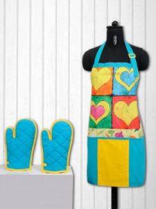SWAYAM Blue, Yellow Cotton Kitchen Linen Set (Pack of 3)