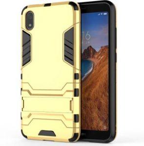 Kickstand Back Cover for Mi Redmi 7A (Gold, Camera Bump Protector)