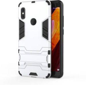 Kickstand Back Cover for Mi Redmi Note 5 Pro (Silver, Camera Bump Protector)