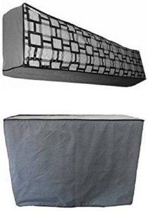 KingMatters Air Conditioner Cover (Width: 89 cm, Grey, Multi)