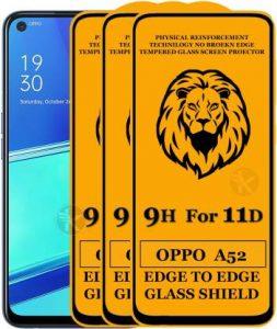 Kreatick Edge To Edge Tempered Glass for Oppo A52 [11D - Screen Protector Anti-Fingerprint Scratch Resistant] (Pack of 3)