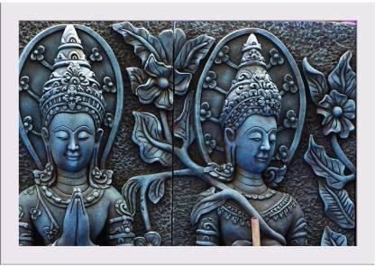 Thailand Artwork Paper Poster White Frame | Top Acrylic Glass 19inch x 13inch (48.3cms x 33cms) Paper Print (13 inch X 19 inch, Framed)