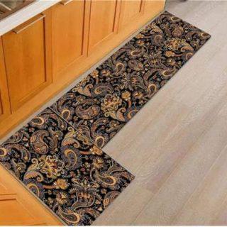 SR Handloom Rubber Floor Mat (Gold, Large)