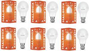 HALONIX 7 W Round B22 LED Bulb (White, Pack of 6)
