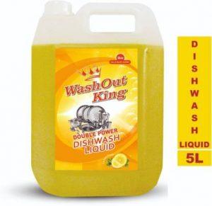 Wash Out King CONCENTRATED DOUBLE POWER DISH WASH LIQUID GEL - (5L) DOUBLE POWER DISH CLEANING GEL with Sparkling Shine Dish Cleaning Gel (Lemon, 5 L)