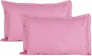 BS EXPORTS Striped Pillows Cover (Pack of 2, 44 cm*69 cm, Peach)