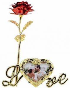 RIANZ Red Rose Artificial Flower with Pot (10 inch, Pack of 1, Single Flower)