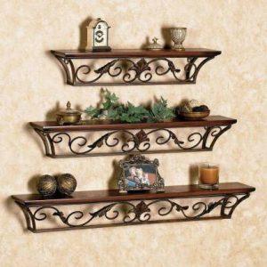 LOVE ROSE Wooden Wall Shelf (Number of Shelves - 3, Brown)