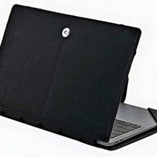 Hapzz Book Cover for HP Pavilion x360 14-dh1180tu-Original Leather Laptop Case (Black, Magnetic Case)