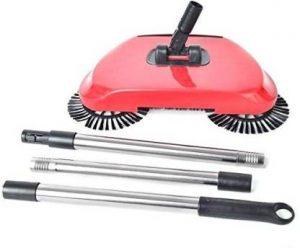 True Shop ™ Magic Broom Sweeping Machine Hand Push Plastic Household Broom Set Sweeper Dustpan Vacuum Artifact Floor Home Cleaner Nylon Dry Broom (Red)