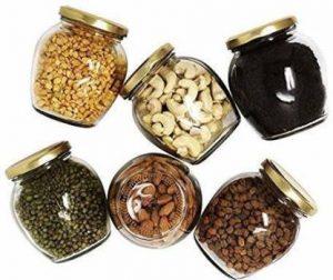 TETAPOSE MATKA JAR 355 ML WITH GOLDEN LID PACK OF 6 - 355 ml Glass Pickle Jar (Pack of 6, Clear)