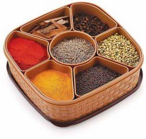 COROFFY COROFFY 7 Section Plastic Masala Box, Dry Fruit airtight Container Chocolates Mouth Freshener Sweet Box & Masala Containers For Home Festival Special Multipurpose Masala Box 1 Piece Spice Set (Plastic, Multicolor)