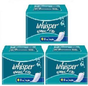 Whisper Maxi Fit Regular - 8 +8+8+8 Pads Sanitary Pad (Pack of 4)