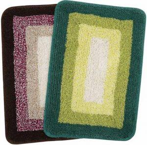 Saral Home Cotton Bathroom Mat (GREEN BROWN, Medium, Pack of 2)