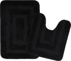 Saral Home Microfiber Bathroom Mat (Black, Medium, Pack of 2)