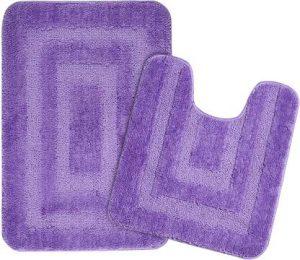 Saral Home Microfiber Bathroom Mat (Purple, Medium, Pack of 2)