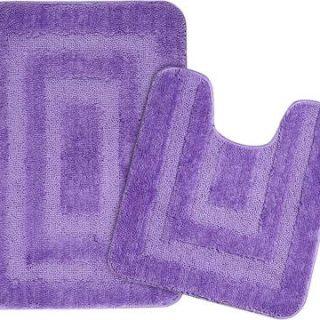 Saral Home Microfiber Bathroom Mat (Purple, Medium, Pack of 2)