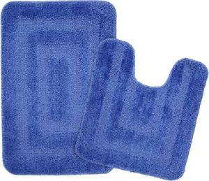 Saral Home Microfiber Bathroom Mat (Blue, Medium, Pack of 2)