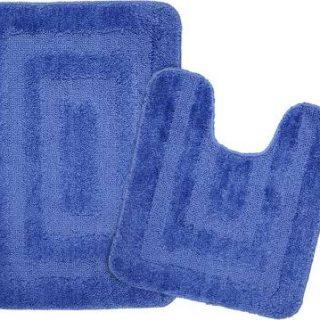 Saral Home Microfiber Bathroom Mat (Blue, Medium, Pack of 2)