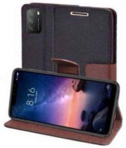 Akkase Flip Cover for Samsung F02s (Brown, Shock Proof)