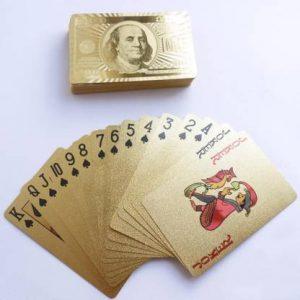 Bastex Mind Game Fancy & Durable Gold Playing Cards Gold 24K Gold Plated Standard Sized Playing Cards, Full Set of 52 Cards (Golden)