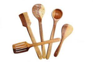 ACAPELLA Multipurpose Wooden Serving and Cooking Non Stick Spoons Set of 5 Wooden Spatula (Pack of 5)