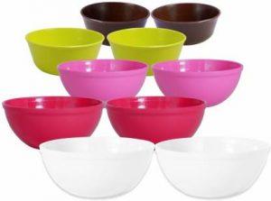 Wonder Plastic Prime Sigma Bowls, 10 pc, 300,450,650,1300 & 2400 ml, Multicolor Plastic Mixing Bowl (Multicolor, Pack of 10)