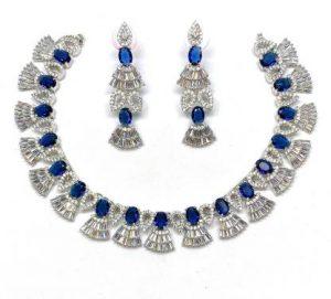 Brass Jewel Set (Blue, White)