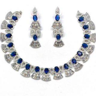Brass Jewel Set (Blue, White)