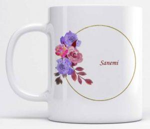 LOROFY Name Sanemi Printed Floral Design Ceramic Coffee Mug (350 ml)