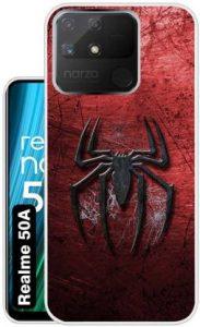 Case Club Back Cover for realme Narzo 50A (Red, Grip Case, Silicon)