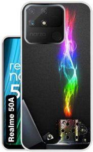 Case Club Back Cover for realme Narzo 50A (Black, Grip Case, Silicon)