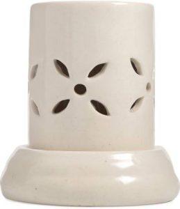SuttaLife Indian Ceramic Electric Aroma Oil Burner Flower Shape Aroma Burner Natural Air Fragrance For Office, Home Decor, Spa Aroma Diffuser Ceramic Tealight Holder (White, Pack of 1)