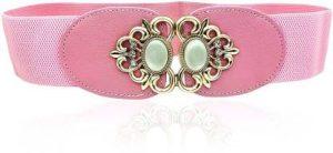 Women Pink Artificial Leather, Fabric Belt