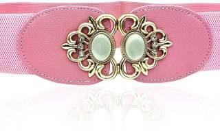 Women Pink Artificial Leather, Fabric Belt