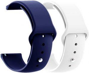 AOnes Pack of 2 Silicone Belt Watch Strap for Noise Color Fit Ultra Smart Watch Strap (Blue, White)