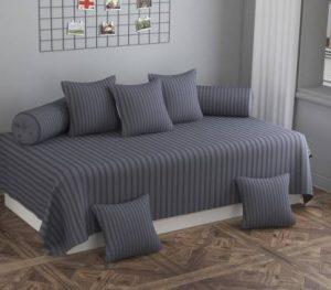 dappled Polycotton Striped Diwan Set (Grey)